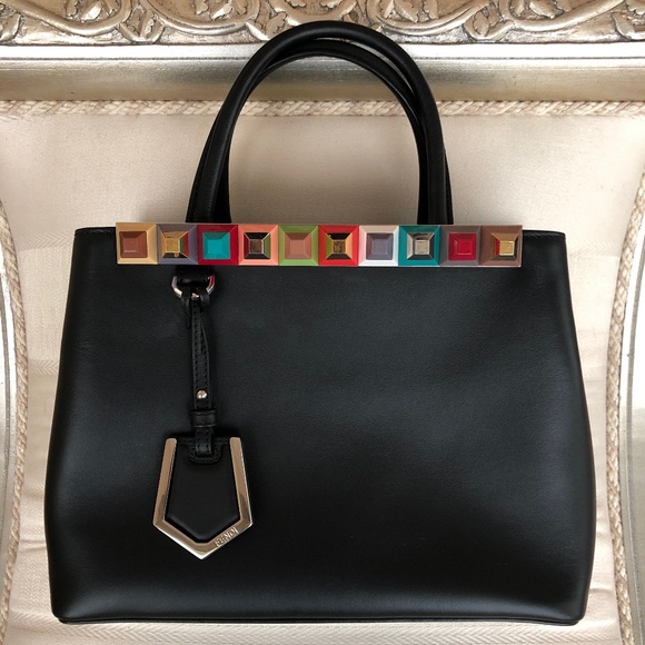 Fendi Handbags - Fendi Petite 2jours Studded Black Leather Bag